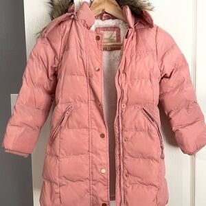 Copper Key Blush Puffer Coat with Faux Fur Lining